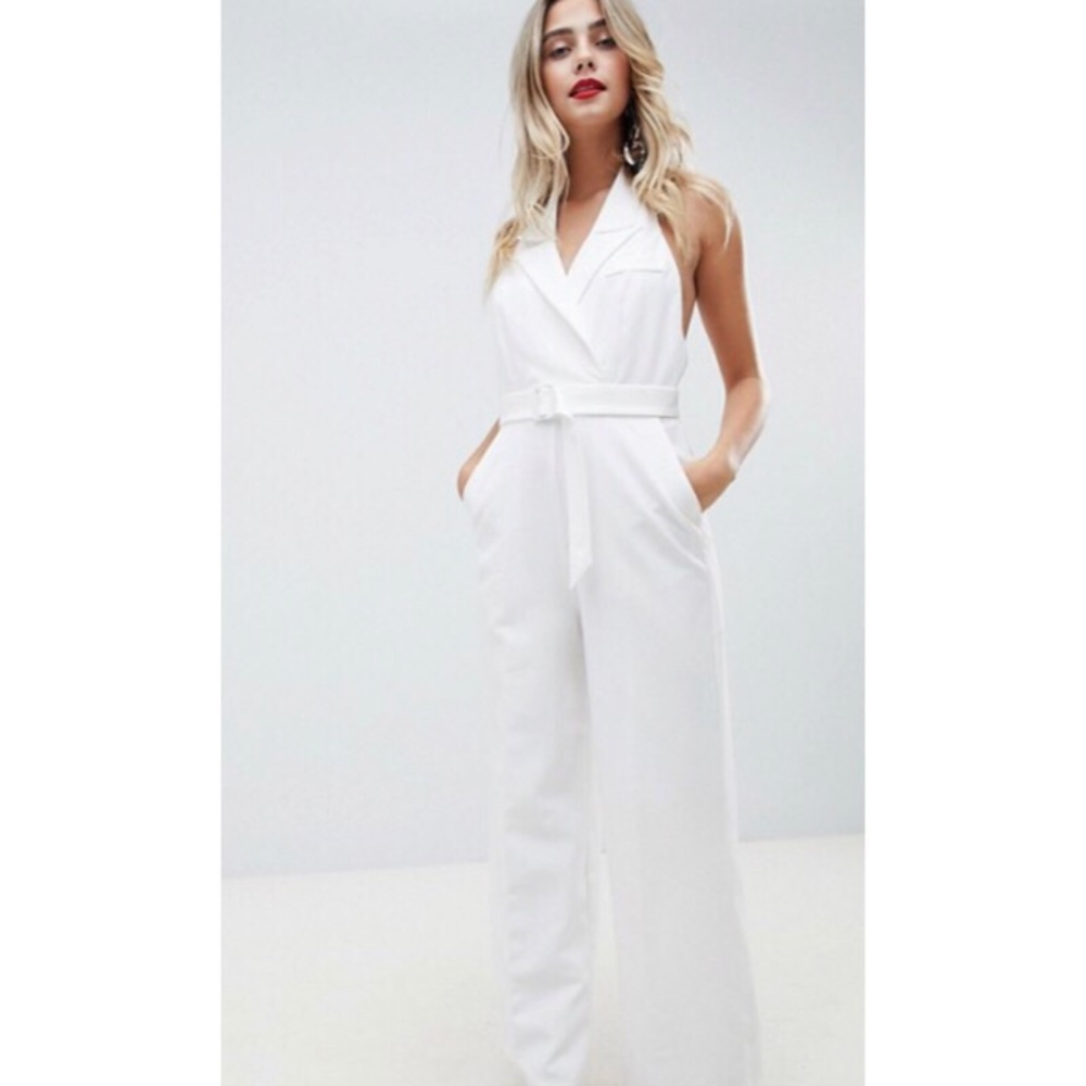 ASOS DESIGN tux jumpsuit with wide leg